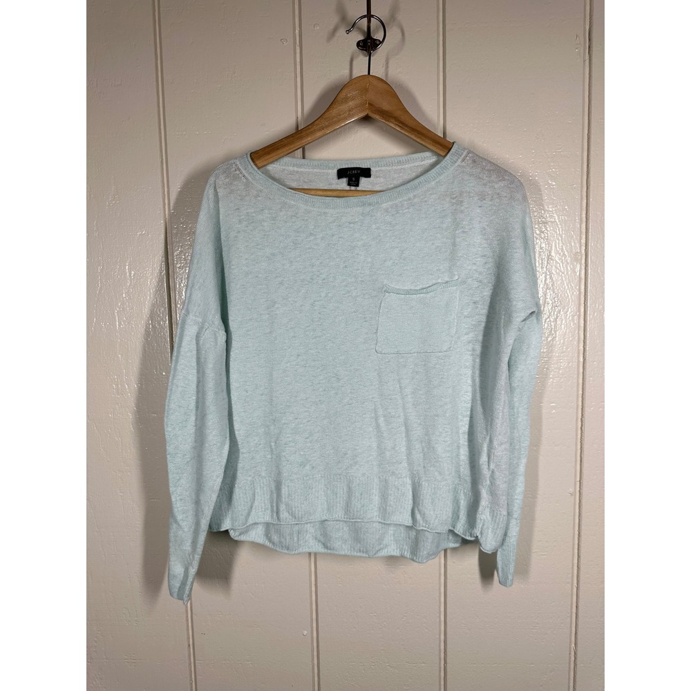 J.Crew Sweater Womens S Mint Green Long Sleeve Pocket Knit Casual Top 7748
